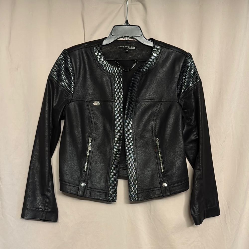Extenzo Paris Faux Leather Jacket, Size 46/XL, Color Black